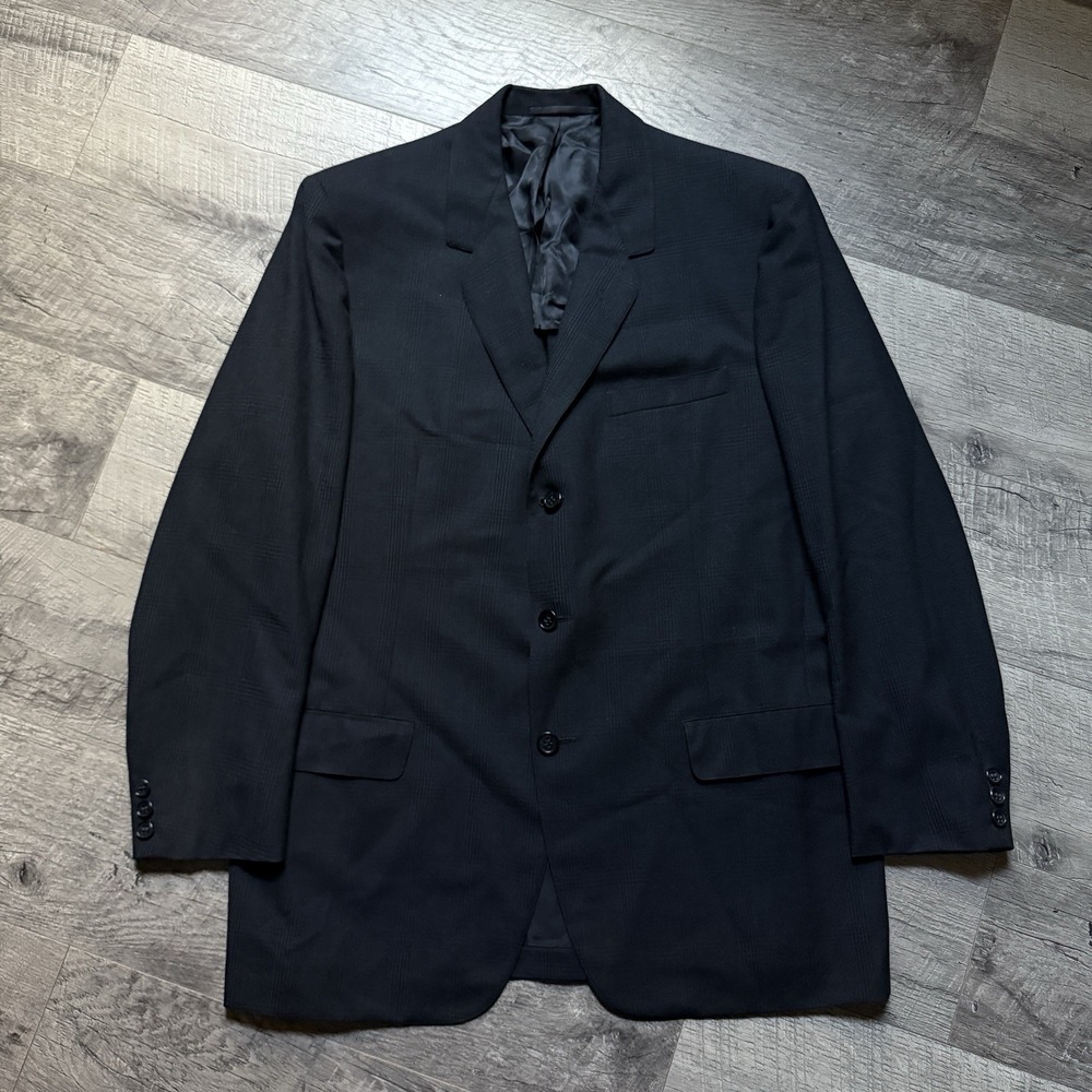 Vintage 80's Custom Hickey Freeman Union USA Made Black Glenn Plaid Suit Coat 42 - Picture 2 of 12